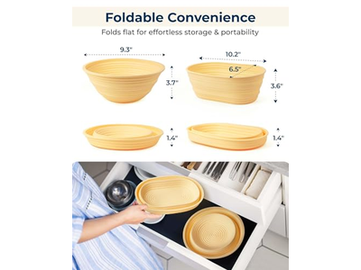 10Inch Oval Rattan Bread Basket Sourdough Kit Proving Rising Dough Cane Baking