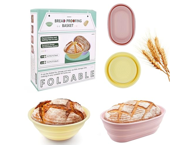 Cestas de Pan para Encimera de Cocina Cesta Redonda de Ratán