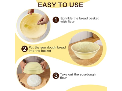 Cestas de Pan para Encimera de Cocina Cesta Redonda de Ratán