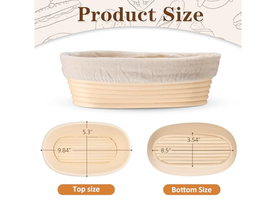 Cesta de Prueba de Pan Brotform 1Kg 9 Pulgadas Ovalada Banneton Hecha a Mano Tamaño Grande Personalizado