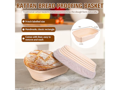 Tazón Raspador de Masa Pan de Masa Madre Cesta de Horneado Pequeña Redonda de 10 Pulgadas